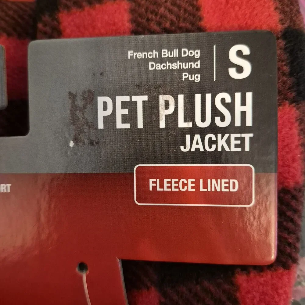 Coleman Pet Plush Jacket Size S Fleece Lined Red Buffalo Check